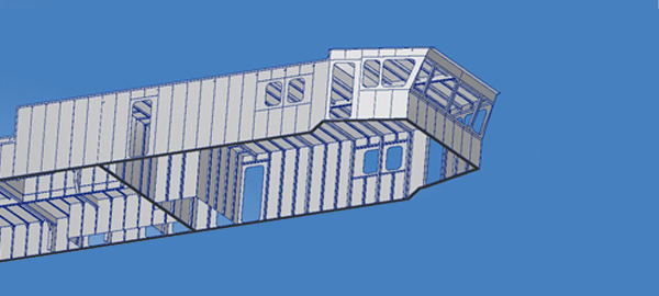 Model 3D nadbudówki na lodołamacz czołowy dla RZGW Warszawa